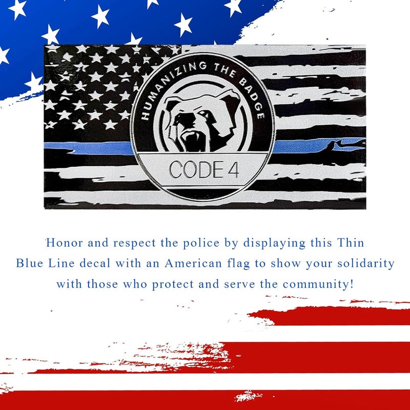 FSTURIOS 2PCS Thin Blue Line Sticker Code 4, Police Support Sticker American Flag Thin Line Decal, Waterproof Thin Line Flag Stickers Support Law Enforcement for Car Window Laptop (Magnetic) - Image 4